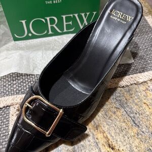 J Crew - Made in Italy - Colette buckle slip-on heels in croc-embossed leather